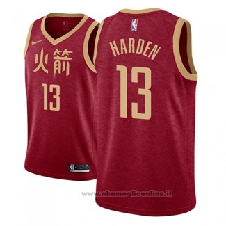 Maglia Houston Rockets James Harden NO 13 Citta 2018-19 Rosso