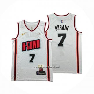 Maglia Houston Rockets Kevin Durant No 7 Citta 2024-25 Bianco