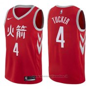 Maglia Houston Rockets P.j. Tucker NO 4 Citta 2017-18 Rosso