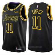 Maglia Los Angeles Lakers Brook Lopez NO 11 Citta 2018 Nero