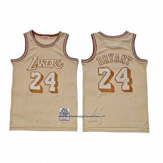 Maglia Los Angeles Lakers Kobe Bryant No 24 Mitchell & Ness 2007-08 Giallo