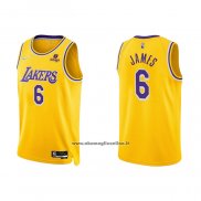 Maglia Los Angeles Lakers LeBron James #6 75th Anniversary 2021-22 Giallo