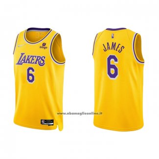 Maglia Los Angeles Lakers LeBron James #6 75th Anniversary 2021-22 Giallo