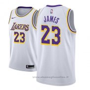 Maglia Los Angeles Lakers Lebron James NO 23 Association 2018-19 Bianco