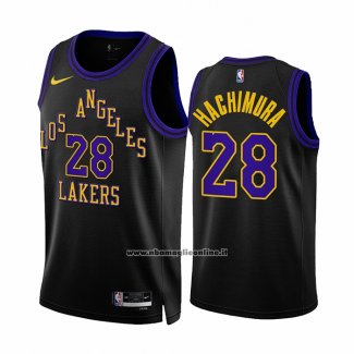 Maglia Los Angeles Lakers Rui Hachimura #28 Citta 2023-24 Nero