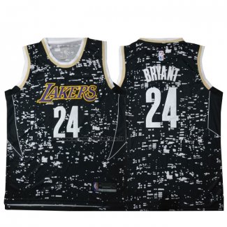 Maglia Luci della citta Los Angeles Lakers Kobe Bryant NO 24 Nero