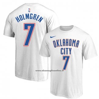 Maglia Manica Corta Oklahoma City Thunder Chet Holmgren Bianco