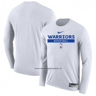 Maglia Manica Lunga Golden State Warriors Practice Performance 2022-23 Bianco