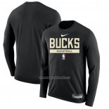 Maglia Manica Lunga Milwaukee Bucks Practice Performance 2022-23 Nero