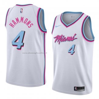 Maglia Miami Heat Aj Hammons NO 4 Citta 2018 Bianco