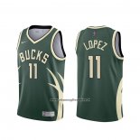 Maglia Milwaukee Bucks Brook Lopez #11 Earned 2020-21 Verde