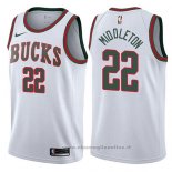 Maglia Milwaukee Bucks Khris Middleton NO 22 Return To The Mecca Classic 2017-18 Bianco