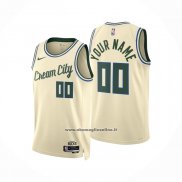 Maglia Milwaukee Bucks Personalizzate Citta 2025-26 Crema