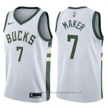 Maglia Milwaukee Bucks Thon Maker NO 7 Swingman Association 2017-18 Bianco