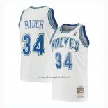 Maglia Minnesota Timberwolves Isaiah Rider #34 Mitchell & Ness 1995-96 Bianco