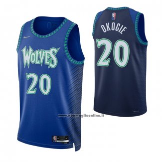 Maglia Minnesota Timberwolves Josh Okogie #20 Citta 2021-22 Blu