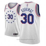 Maglia Philadelphia 76ers Furkan Korkmaz NO 30 Earned 2018-19 Grigio