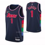 Maglia Philadelphia 76ers James Harden #1 Citta 2021-22 Blu