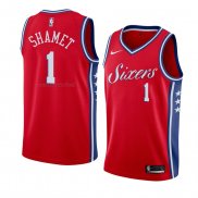 Maglia Philadelphia 76ers Landry Shamet NO 1 Statement 2017-18 Rosso