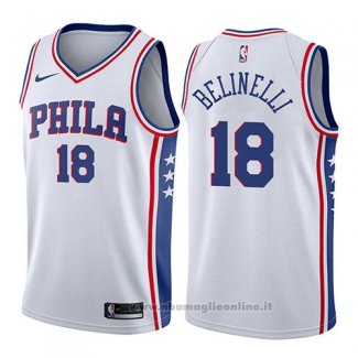 Maglia Philadelphia 76ers Marco Belinelli NO 18 Association 2017-18 Bianco