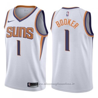 Maglia Phoenix Suns Devin Booker NO 1 2017-18 Bianco