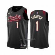 Maglia Portland Trail Blazers Anfernee Simons #1 Citta 2023-24 Nero