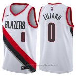 Maglia Portland Trail Blazers Damian Lillard NO 0 2017-18 Bianco