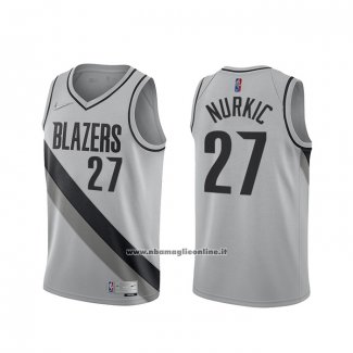 Maglia Portland Trail Blazers Jusuf Nurkic #27 Earned 2020-21 Grigio