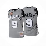 Maglia San Antonio Spurs Tony Parker #9 Hall Of Fame Mitchell & Ness 2001 Grigio