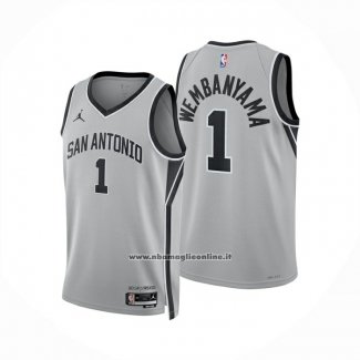 Maglia San Antonio Spurs Victor Wembanyama No 1 Statement 2025-26 Grigio