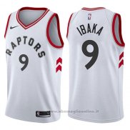 Maglia Toronto Raptors Serge Ibaka NO 9 Association 2017-18 Bianco