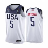 Maglia USA Donovan Mitchell NO 5 2019 FIBA Basketball World Cup Bianco