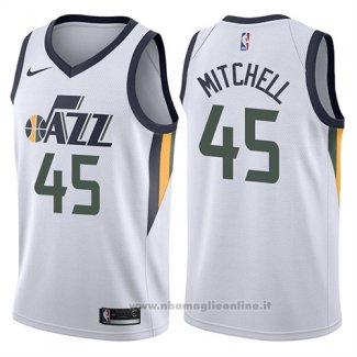 Maglia Utah Jazz Donovan Mitchell NO 45 Association 2017-18 Nero