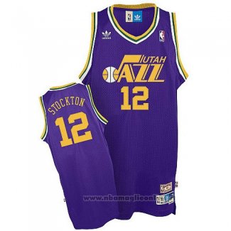 Maglia Utah Jazz John Stockton NO 12 Throwback Viola2