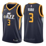 Maglia Utah Jazz Ricky Rubio NO 3 Icon 2017-18 Blu