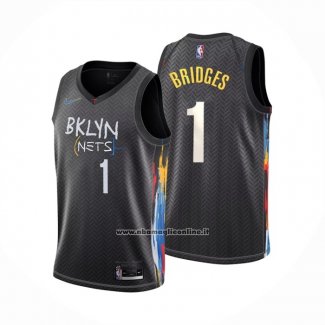 Maglia Brooklyn Nets Mikal Bridges #1 Citta 2022-23 Nero