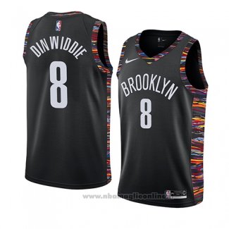 Maglia Brooklyn Nets Spencer Dinwiddie NO 8 Citta 2019 Nero