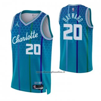 Maglia Charlotte Hornets Gordon Hayward #20 Citta 2021-22 Blu