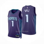 Maglia Charlotte Hornets Lamelo Ball No 1 Statement 2024-25 Viola