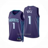 Maglia Charlotte Hornets Lamelo Ball No 1 Statement 2024-25 Viola