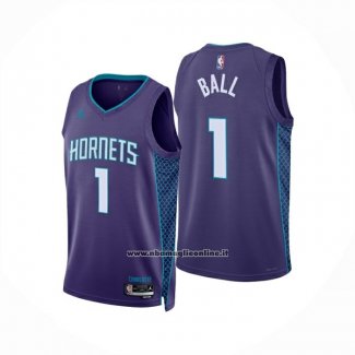 Maglia Charlotte Hornets Lamelo Ball No 1 Statement 2024-25 Viola