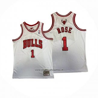 Maglia Chicago Bulls Derrick Rose No 1 Mitchell & Ness 2008-09 Bianco