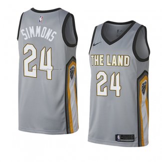 Maglia Cleveland Cavaliers Kobi Simmons NO 24 Citta 2018 Grigio