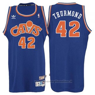 Maglia Cleveland Cavaliers Nate Thurmond NO 42 Throwback 2008 Blu