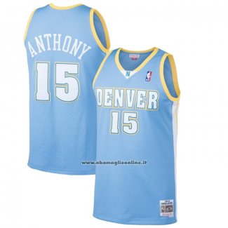 Maglia Denver Nuggets Carmelo Anthony #15 Mitchell & Ness 2003-04 Blu