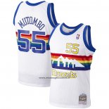 Maglia Denver Nuggets Dikembe Mutombo #55 Hardwood Classics Throwback Bianco