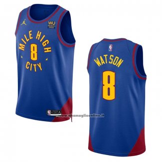 Maglia Denver Nuggets Peyton Watson #8 Statement 2022-23 Blu