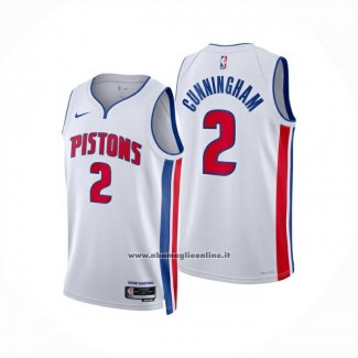 Maglia Detroit Pistons Cade Cunningham No 2 Association 2024-25 Bianco