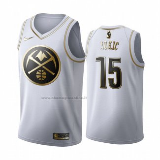 Maglia Golden Edition Denver Nuggets Nikola Jokic NO 15 Bianco