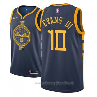 Maglia Golden State Warriors Jacob Evans III NO 10 Citta 2018-19 Blu